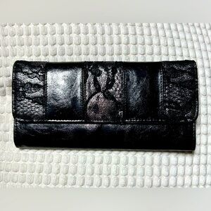 Kate Landry Black Wallet with Lace Detail